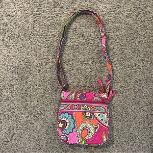 Colorful Pink and Orange Crossbody Bag with Adjustable Strap
